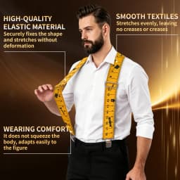 Mens Suspenders 2" Wide Adjustable and Elastic Braces X Shape with Very Strong Clips - Heavy Duty tape measure suspenders formen