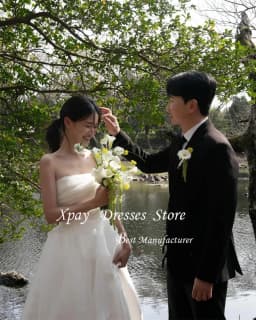 XPAY Elegant Wedding Dresses Korean Customized Corset/Zipper Back Organza Wedding Dresses Reception Dress Bridal Gown 웨딩드레스