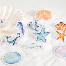 46pcs Deep Sea Theme Cute Animal Decorative Boxed Stickers for Scrapbooking Diary Journal Planner Stationery Album Phone Label