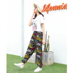 Women's Mosquito-proof Cotton Silk Beach Summer Casual Flower Pants Artificial Cotton Summer Sleeping Pants Thin Adult Bloomers