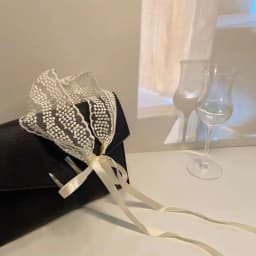 Flower and Grass Ballet-Style Lace Ribbon Tied Hair Band Cute and Sweet Headscarf Thin Headwear for Female