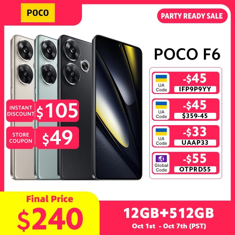POCO F6 Smartphone Snapdragon®8s Gen 3 50MP Camera 6.67" 1.5K 120Hz DotDisplay 90W charging 5000mAh 5G NFC