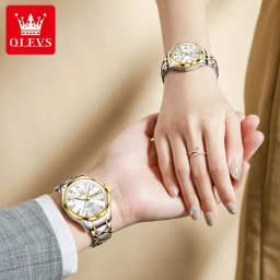 OLEVS Top Original Quartz Couple Watch Roman Scale Diamond Dial Luxury Watch For Men Women Rhombus Strap Waterproof Hand Clock