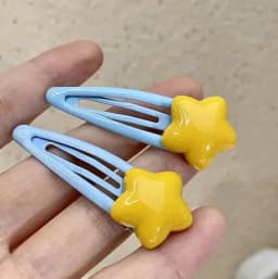 1/2/5 Pcs Y2K Hairpin Yellow Star Designs Bangs Side Clip Blue BB Barrettes Hair Snap Clips Summer Girls Hair Accessories