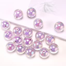 16MM 10 Pieces/Bag Style Random Acrylic Plated Colored Beads, Round Inner Color DIY Straight Hole Handmade Bracelet, Beaded Loos