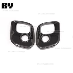 ABS Carbon Fiber / Glossy Black For Abarth 595 695 2017 -2024 LHD RHD Car Front Fog Lamp Cover Sticker 1Pair