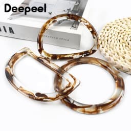 2Pcs Amber Plastic Handle Women's Bag Handles Acrylic O D Ring Handbag Woven-bag Replace Rings Purse Frame DIY Bags Accessories