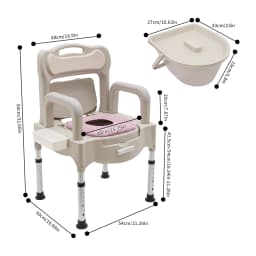Portable Bedside Commodes Chair Adjustable Commode Toilet Chair Home Use for the Elderly, Disabled, etc Grey White/Khaki