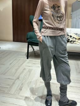 Knee-High Color Block Design OpenYY Autumn Winter Sheep Leg Pants High Waist Loose Fit Ladies Casual Trousers Korean Style