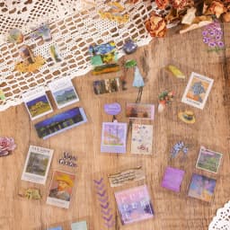 100pcs Retro Trendy PET Sticker Gift Box Creative Decoration DIY Junk Journal Scrapbooking Material Children's Festival Gift