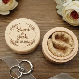 Free Personalized Engagement Ring Box Wooden Ring Box for Wedding Custom Proposal Engraved Ring Bearer Anniversary Gifts for Her