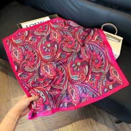 Luxury Brand Paisley Houndstooth Printed Square Scarf Soft Satin Thin Smooth Neck Scarf Sunscreen Headscarf For Women Head Wrap