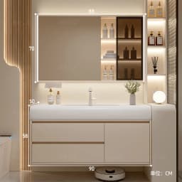 Vanity with Sink Shelves Sink Under Cabinet Bathroom Bathroom Sets Full Set Furniture Comfortable with Drawers Storage Cabinet