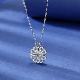 CARLIDANA Transform Luxury Four Leaf Clover Pendant Necklace Crystal Gold Color Heart Love Jewelry for Women Gift