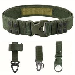 Adjustable Military Tactical Belt for Men, Wear Resistant Nylon Webbing Belt with Double Lock Safety Buckle, Outdoor Camping Hun