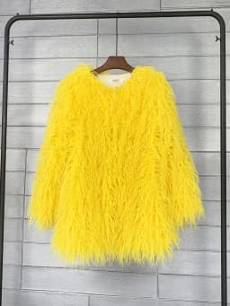 Mongolia Sheep Fur Women Medium Long Coat Jacket Colorful Warm Faux Fur Plush Coats Female Jacket Autumn Winter Furry Outerwear