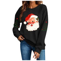 Cute Women's Christmas Santa Long Sleeve Sweatshirt Without Hat Fall Fashion