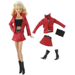 Doll Casual Wear PU Leather Jacket Coat Skirt for 1/6 BJD Dolls Handmade Female Doll Clothes Jeans Pants For 30cm Doll Accessory