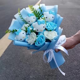 Genuine Hellokitty Kuromi Cinnamoroll Plush Dolls With Artificial Flowers Bouquets Christmas Valentine Graduation Birthday Gifts