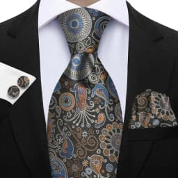 Luxury Paisley Brown Red Blue Grey Wedding Tie For Men Handky Cufflink Gift Men Necktie Fashion Designer Business Party Gift