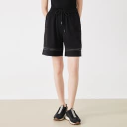 KW9513247 Women's Comfortable Elastic Waist Strap Solid Color Mixed Cotton Shorts