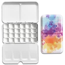 Empty Watercolor Palette Tin Color Mixing Palette Paint Storage Box Iron Paint Tray with Half/Full Pans For Painting