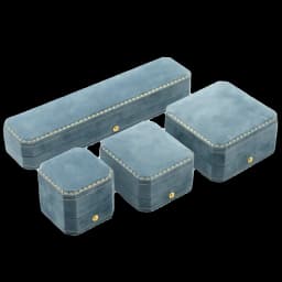 Octagonal Floral Jewelry Box Light Blue Velvet Lined Ring Holder Bracelet Necklace Organizer Gift Box for Wedding Proposal