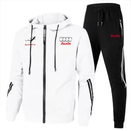 Chándal Para Hombre, Ropa Deportiva Con Logo De Audi Impreso, Jersey Con Capucha Y Cremallera + Pantalones, Conjunto De 2 Piezas