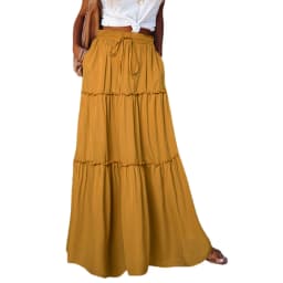 Women's Spring Autumn New Long Skirt Solid Color Fashionable Mushroom Layered Skirt High Waist Elastic Ruffle Skirt