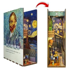 DIY Wooden Book Nook Shelf Insert Kits Miniature Cherry Blossom Bookends Japanese Doll Houses Toys Bookshelf Gifts Home Decor