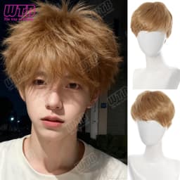 Short Synthetic Wig Unisex Multi-Color Short Curly Wig Adds Hair Volume Changes Hairstyle Suitable for Daily Wear and Holidays