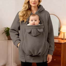 2-In-1 Maternity Clothes Autumn Winter Plush Hoodies Kangaroo Design Big Pockets Jackets For Pregnant Women Warm Baby Wearing