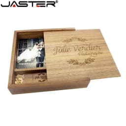 JASTER Maple Photo Album Wood USB+Box Memory Stick Pendrive 8GB 16GB 32GB 64GB 128GB Photography Gift Free LOGO (170*170*35 MM)