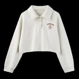 Retro American Neck Sweatshirt Women's Spring Autumn New Loose Shoulder Flip Collar Long Sleeve Short Trendy Top