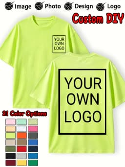 Double Sided Custom Logo T-Shirt Summer Y2K Loose Cotton Short Sleeves Crewneck Casual T Shirts Team Company Women's Tops
