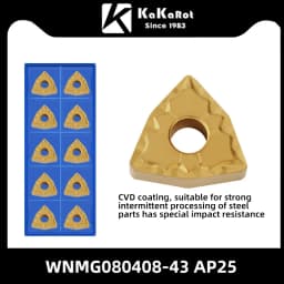 Kakarot Carbide Insert WNMG080404-CQ AP45 WNMG 080408-TM Turning Tools Rough machining CNC Lathe Cutter 10pcs Blade Plate