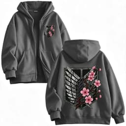 Anime Attack on Titan Mikasa Ackerman Eren Jaeger Wings of Freedom Logo Zipper Hoodies Men Zip Up Sweatshirt Long Sleeves Jacket