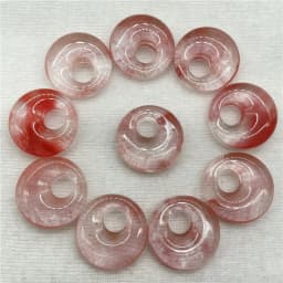 18mm Natural Gem Stone Quartz Crystal Amethyst Donut Charm Beads Pendant For Diy Jewelry Making Necklace Accessories 10pcs