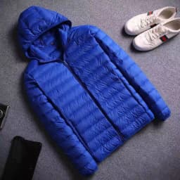 Lightweight Men's Casual Hooded down Jacket Short Pure Color Warm Cotton Coat Slim Fit Style Regular Thickness Spring Season