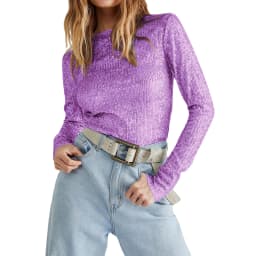 Women Spring Fall Long Sleeve Cropped Tops Sequins Basic T-shirt Casual Pullover for Club Streetwear Aesthetic Clothes