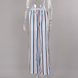 Linad Vintage Loose Stripe Drawstring Trousers Street Chic Long Pants For Woman 2026 Casual Print Wide Leg Pants With Pockets