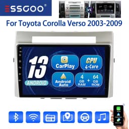 ESSGOO 9" Touchscreen Display Apple CarPlay For Toyota Corolla Verso 03-09 Car Stereo Radio Android 13 GPS Navigation Wifi FM BT