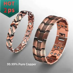 2-pack men's and women's magnetic bracelet - durable copper bracelet, adjustable bracelet - perfect choice for couples, Father's