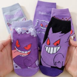 5 Pairs Men's Summer Socks Purple Pokémon Demon Print Lightweight No Show Socks Cute Couple Breathable Casual Ankle Socks