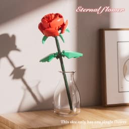 KNEW BUILT 3D Rose Building Blocks Toys-Everlasting Love,Perfect Valentine's Gift ,DIY Flower Home/Desk Decor,Simple Assembly