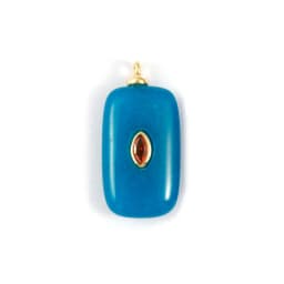 1 Piece Brass & Cubic Zirconia Natural Stone Geometric Charms 18K Gold Plated Olivary Round Pendant For DIY Necklace Making