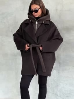 Solid Patchwork Women's Jackets Detachable Hooded Lace Up Pockets Coats Lady Chic Loose Outerwears 2026 Spring Autumn New Coat