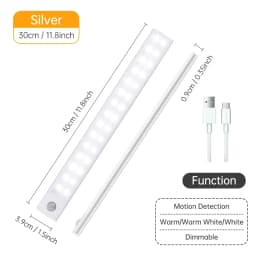 10/20/30/40/50CM Under Cabinet Led Light Sensor Movement Rechargeable Wireless Led Lamp Night Light Cupboard Bedroom Wardrobe