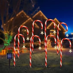 8PCS/Set Solar Cane Light Outdoor Waterproof 8 Function Candy Ground Light Garden Landscape Christmas Decoration Lawn Light