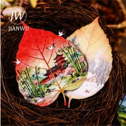 JIANWU Leaf Viewing Series Vintage Maple Leaf Scene Landscape Material Collage Scrapbook Sticker Creative DIY Journal Stationery